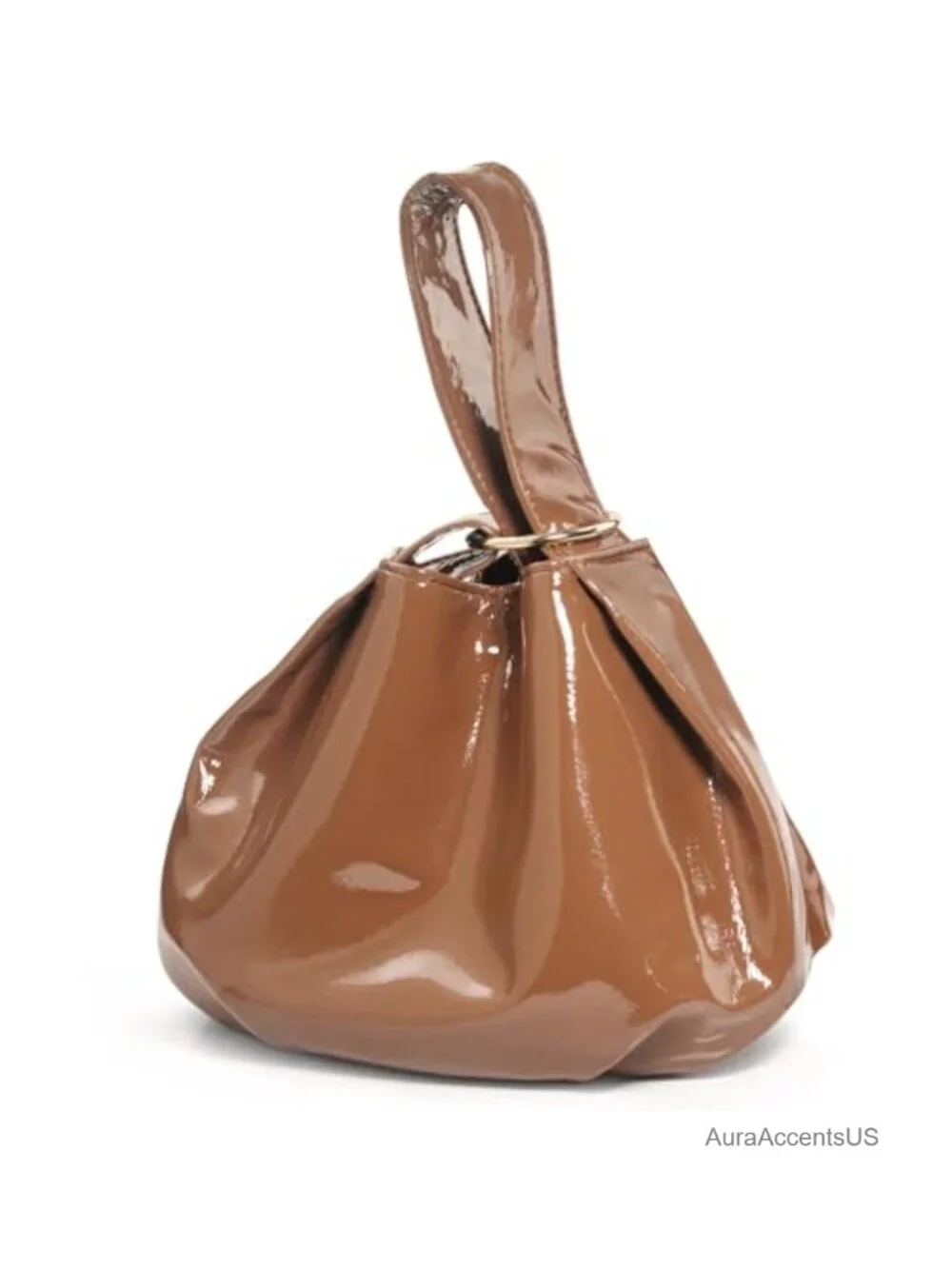 Patent Vegan Leather Hobo Top Handle Bag Small Tote Clutch Wristlet
